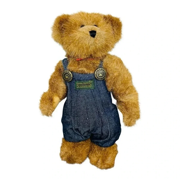Boyds Bears Edmund T Bear Fall 1996 Green Sweater Jeans Overalls 10" NWT - Picture 8 of 10